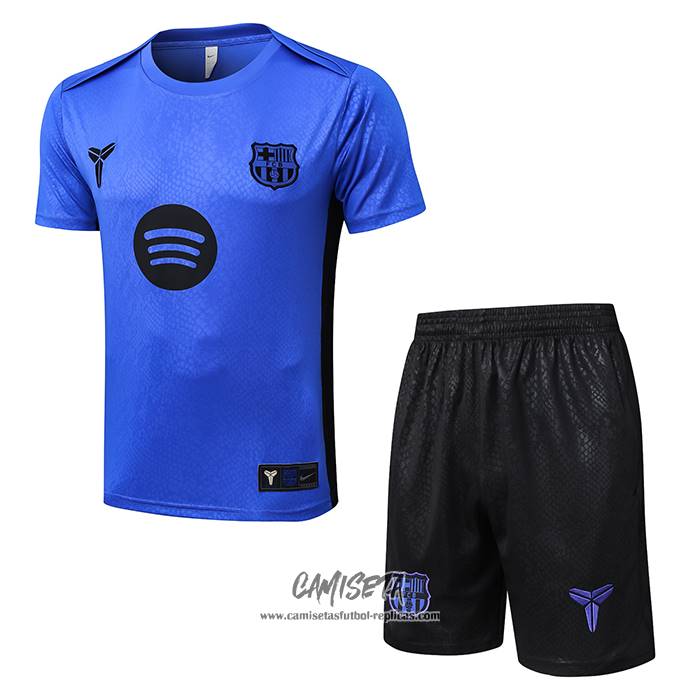 Chandal del Barcelona 2025-2026 Manga Corta Azul - Pantalon Corto Purpura